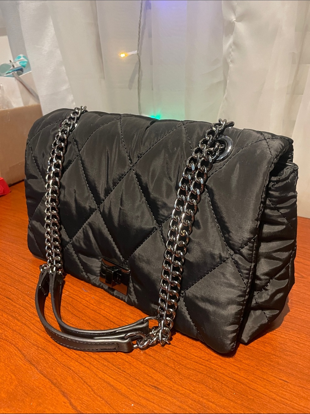 INC EUC Quilted Chain-Handle Shoulder Bag - Black - Picture 4 of 13